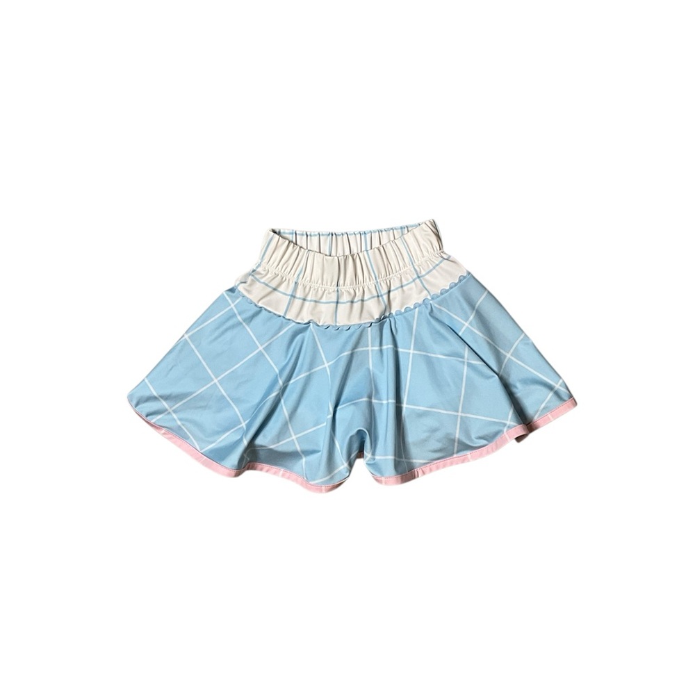 Quinn Skort By Sol Blue and White Window Pane Girls Size 7/8